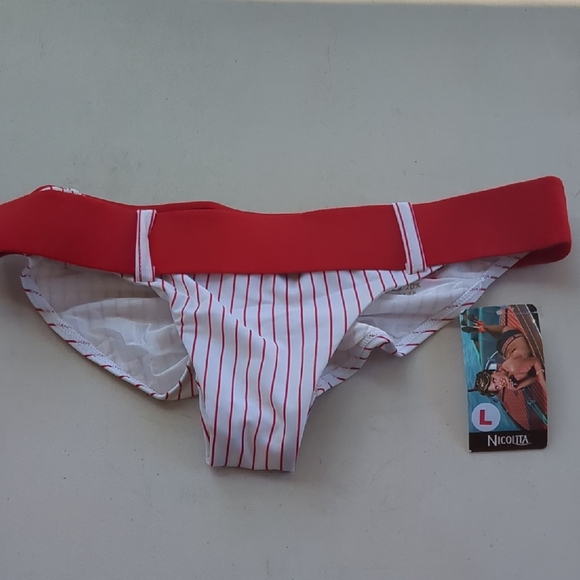 Nicolita Red and White Striped Bikini Bottom - Picture 1 of 6